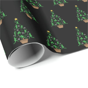 Women's Girls Softball Christmas Tree Wrapping Paper