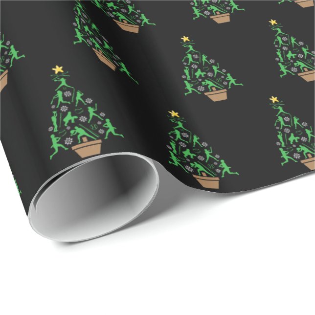 Women's Girls Softball Christmas Tree Wrapping Paper (Roll Corner)