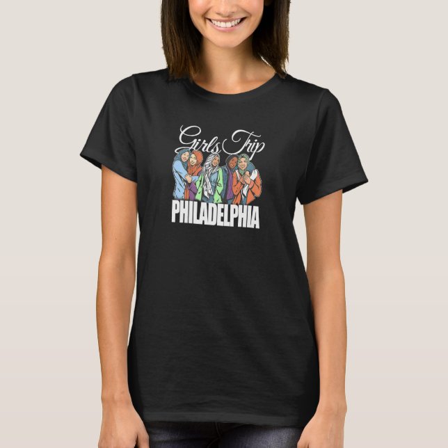 Womens Girls Trip Philadelphia  Melanin Bestie & B T-Shirt (Front)