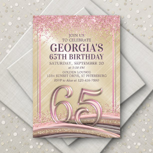 Womens Glam 65th Birthday Invitation