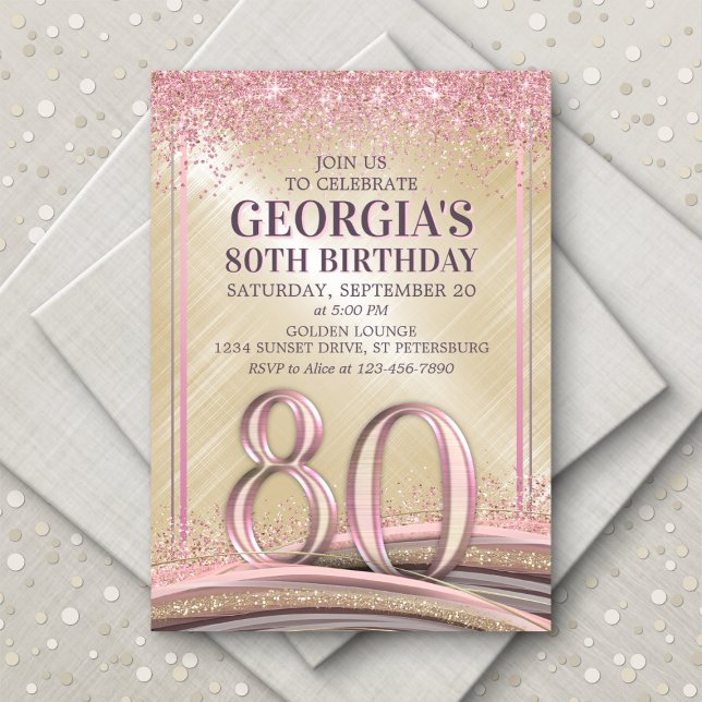 Womens Glam 80th Birthday Invitation (Creator Uploaded)