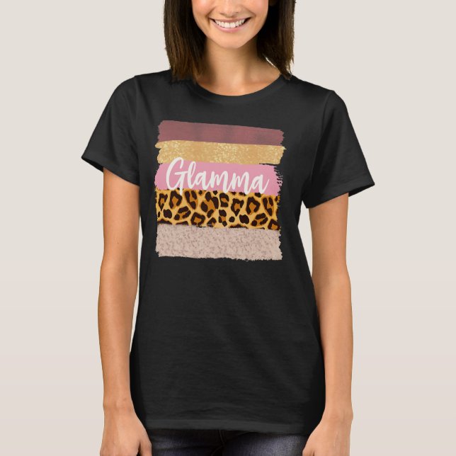 Womens Glamma Glam ma Nana Trendy Leopard  T-Shirt (Front)