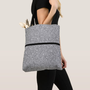 Women's Glitter Tote Bag With Black Stripe