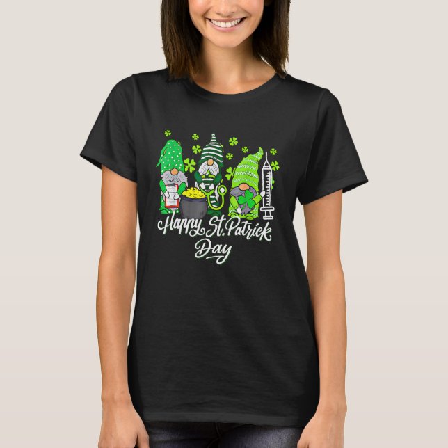 Womens Gnome Nurses Saint Pattys Scrub Nurse St Pa T-Shirt (Front)