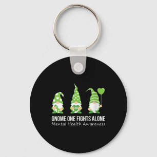Womens Gnome One Fights Alone Mental Health Awaren Key Ring