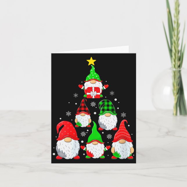 Womens Gnomes Christmas Tree Pajamas Funny Gnome H Card (Front)