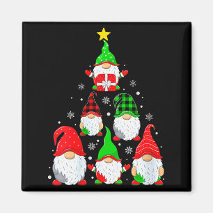 Womens Gnomes Christmas Tree Pajamas Funny Gnome H Magnet
