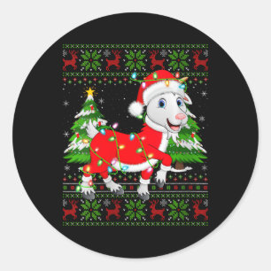 Womens Goat Xmas Sweater Style Ugly Santa Goat Chr Classic Round Sticker