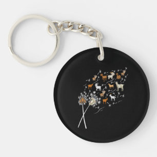 Womens Goats Funny Dandelion Wildflower Floral Goa Key Ring