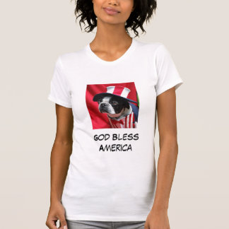 Women's God Bless America Boston Terrier T-Shirt
