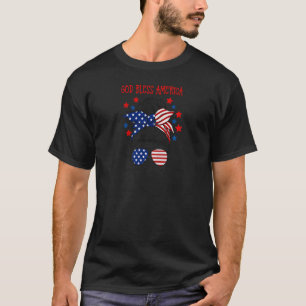 Womens God Bless America Patriotic Messy Bun 4th O T-Shirt