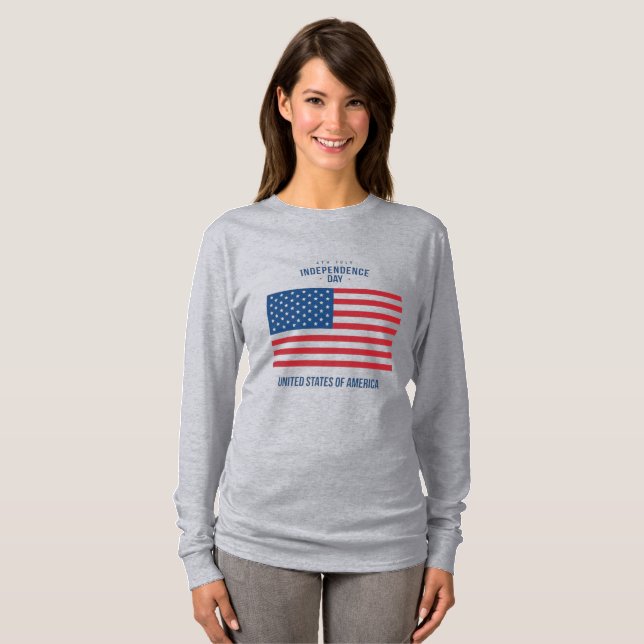 Women's "God Bless The USA" Long Sleeve Tee  (Front Full)