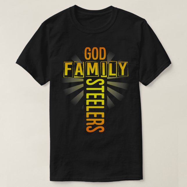 Womens God Family Steeler  Father's Day Gift Tee V (Design Front)