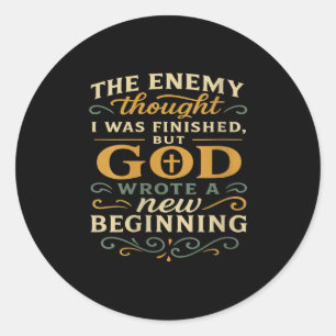 Womens God Wrote A New Beginning Faith Based Insra Classic Round Sticker