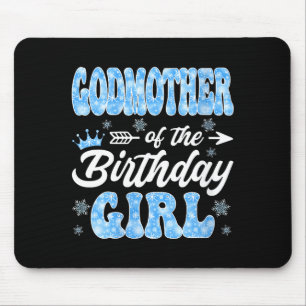 Women's godmother of the birthday girl snowflakes mouse pad