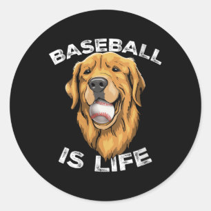 Womens Golden Retriever Baseball Funny Cute Golden Classic Round Sticker