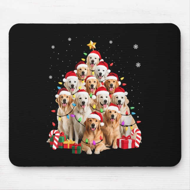 Womens Golden Retriever Christmas Tree Ornament De Mouse Pad (Front)