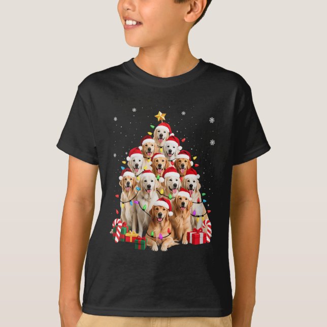 Womens Golden Retriever Christmas Tree Ornament De T-Shirt (Front)