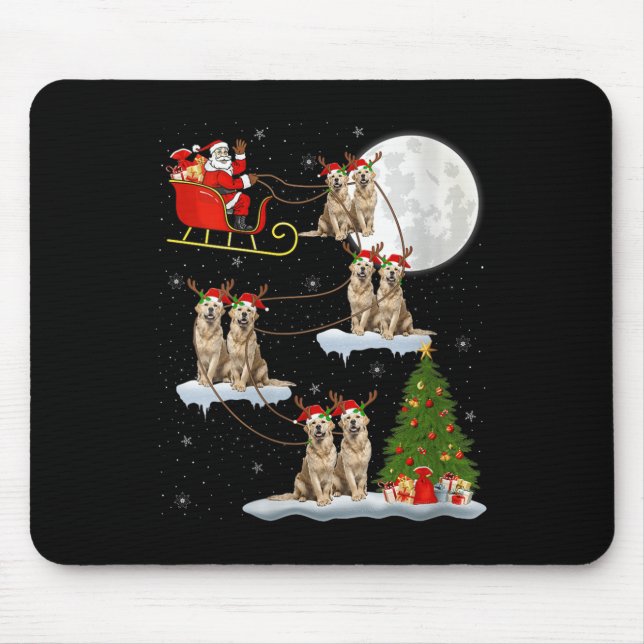 Womens Golden Retriever Dog Santa Sleigh Flying Fu Mouse Pad (Front)