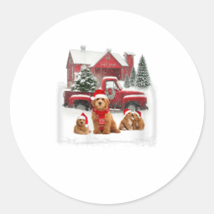 Womens Goldendoodle Christmas Shirt, Dog Classic Round Sticker