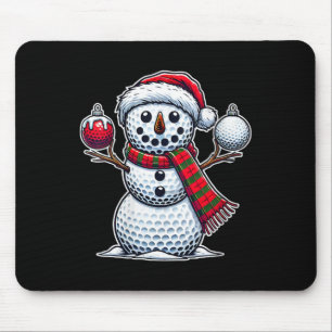Womens Golf Ball Snowman Funny Merry Christmas Day Mouse Pad