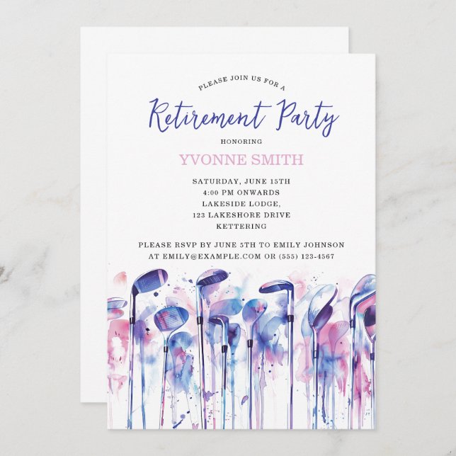 Women's Golfing Retirement Party Invitation (Front/Back)