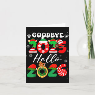 Womens Goodbye 2025 Hello 2026 Christmas Matching Card