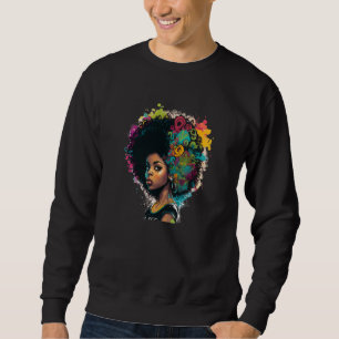 Womens Graffiti Afro Black Women African American Sweatshirt