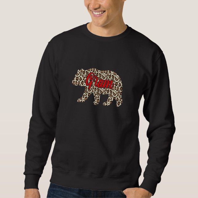 Womens Gram Bear Matching Family Leopard Pattern   Sweatshirt (Front)