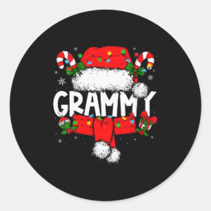 Womens Grammy Christmas Pajama Santa Claus Family  Classic Round Sticker