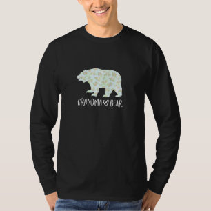 Womens Grandma Bear Green Floral Grandmother T-Shirt