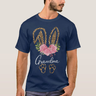 Womens Grandma Bunny Ears Easter Day Cute Leopard T-Shirt