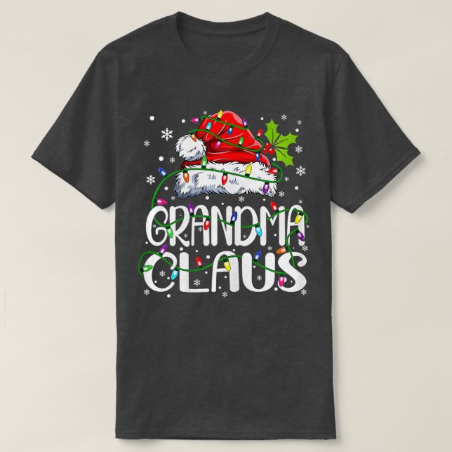 Womens Grandma Claus  Christmas Lights Pajama Fami T-Shirt (Design Front)