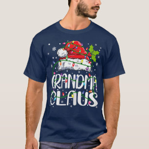 Womens Grandma Claus Christmas Lights Pajama Fami T-Shirt