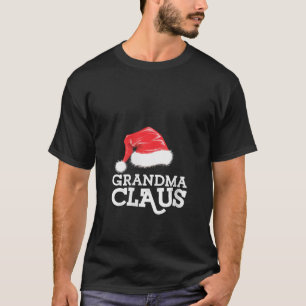 Womens Grandma Claus Santa Hat Festive V Neck  T-Shirt