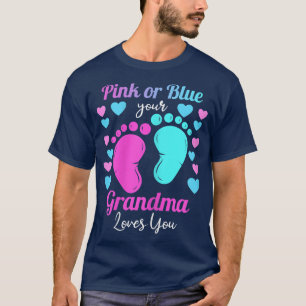 Womens Grandma Loves You Gender Reveal T-Shirt