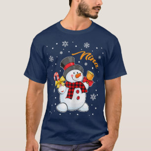 Womens Grandma Nina Snowman Candy Cane Christmas R T-Shirt