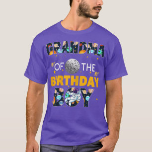 Womens Grandma of The Birthday Boy Astronaut Theme T-Shirt