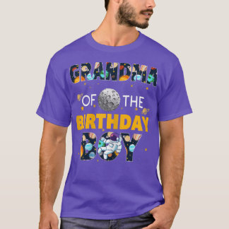 Womens Grandma of The Birthday Boy Astronaut Theme T-Shirt