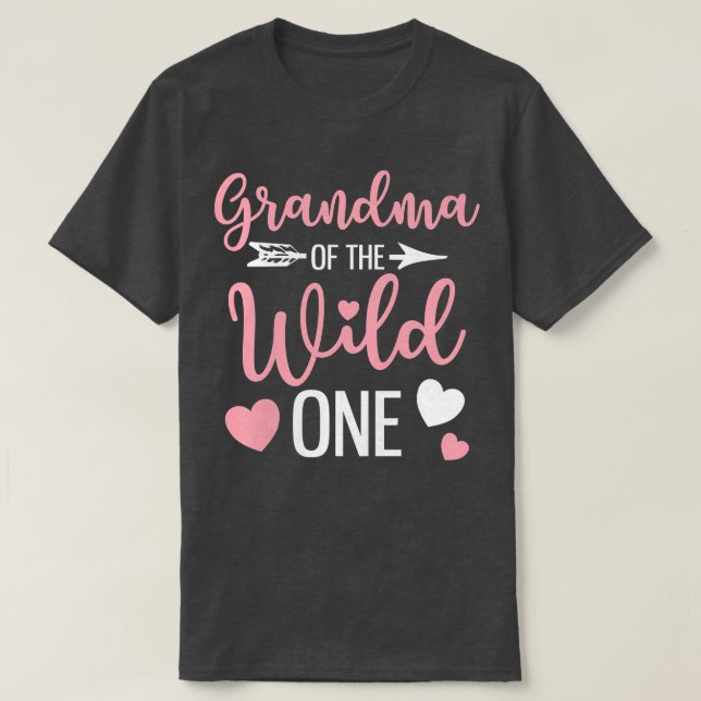 Womens Grandma Of The Wild One Grandkid Funny Gran T-Shirt (Design Front)
