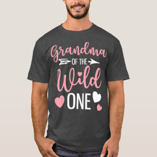 Womens Grandma Of The Wild One Grandkid Funny Gran T-Shirt