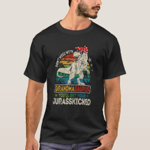 Womens Grandmasaurus Dinosaur Rex Sunflower Mothe T-Shirt