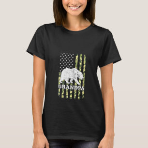 Womens Grandpa Bear Camping Hiking Camouflage Usa T-Shirt