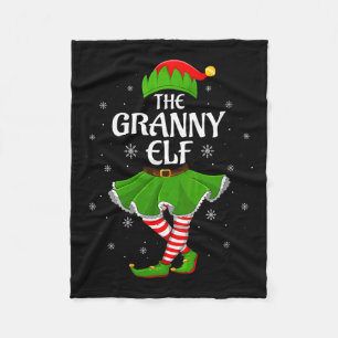 Womens Granny Elf Christmas Family Girls Women Elf Fleece Blanket