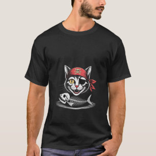 Womens Graphic Arts Cat Pirates Halloween Scary Sk T-Shirt