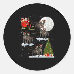 Womens Great Dane Dog Santa Sleigh Flying Funny Ma Classic Round Sticker