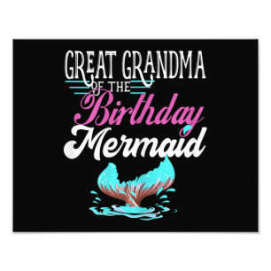 Womens Great Grandma Of The Birthday Mermaid Photo Print