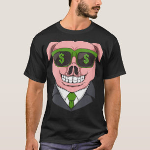 Womens Greedy Pig Capitalist Entrepreneur VNeck T-Shirt