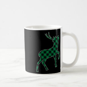 Womens Green Black Buffalo Plaid Deer Reinapparel Coffee Mug