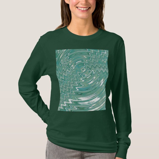 Women's green  psychedelic long sleeve T-Shirt (Front)
